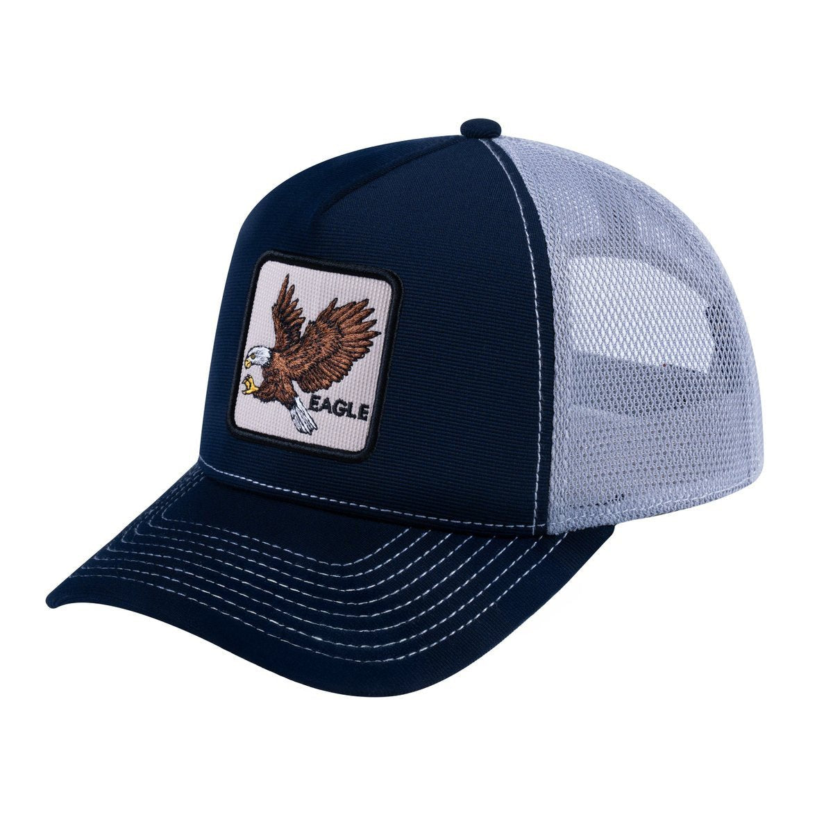 Eagle V2 5-Panel Trucker Hat with Navy front and Light Grey back