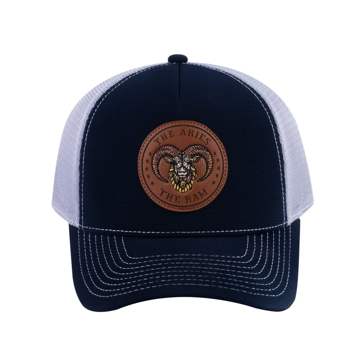 Aries Zodiac V2 5-Panel Trucker Hat with Navy front and Light Grey back