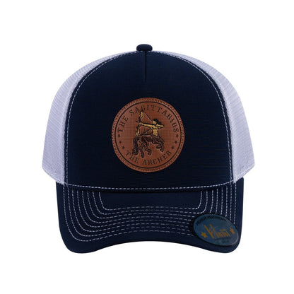Sagittarius Zodiac V2 5-Panel Trucker Hat with Navy front and Light Grey back