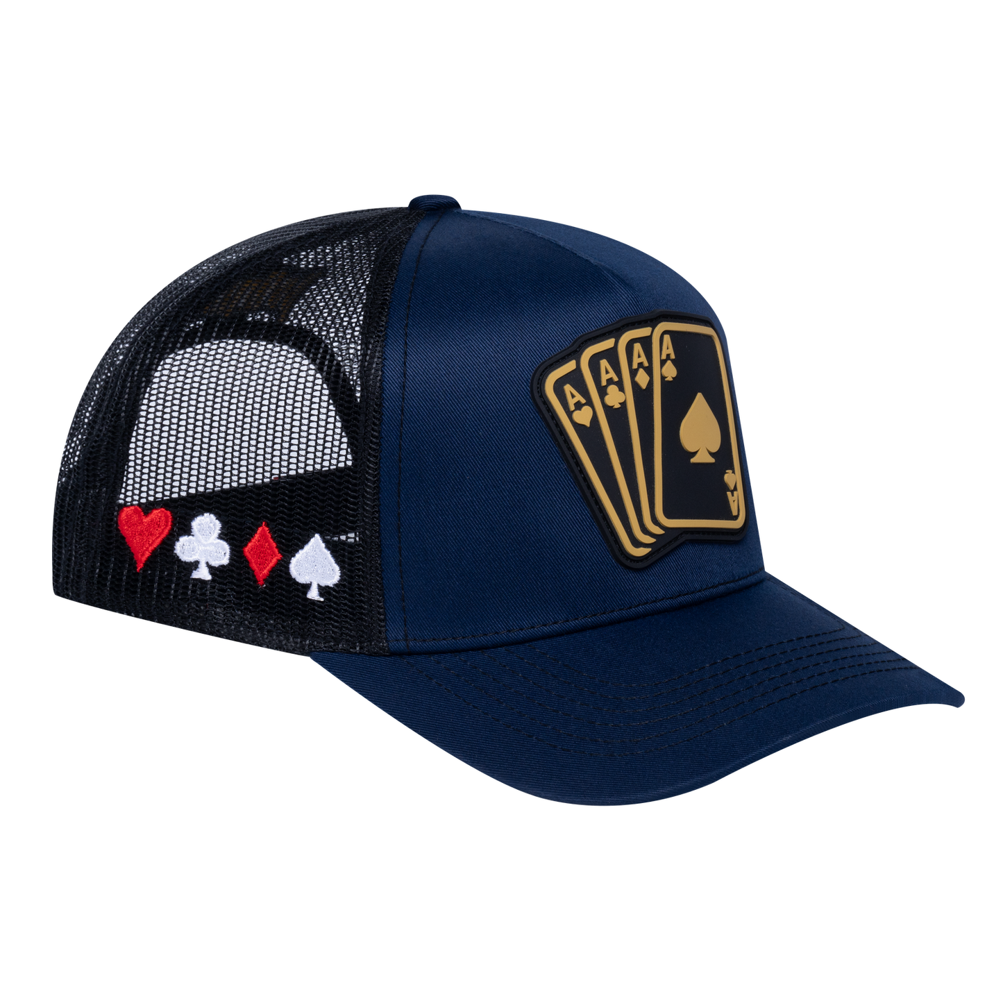 Winner Poker 10JQKA 5-Panel Trucker Hat - Navy front / Black back / WINNER1