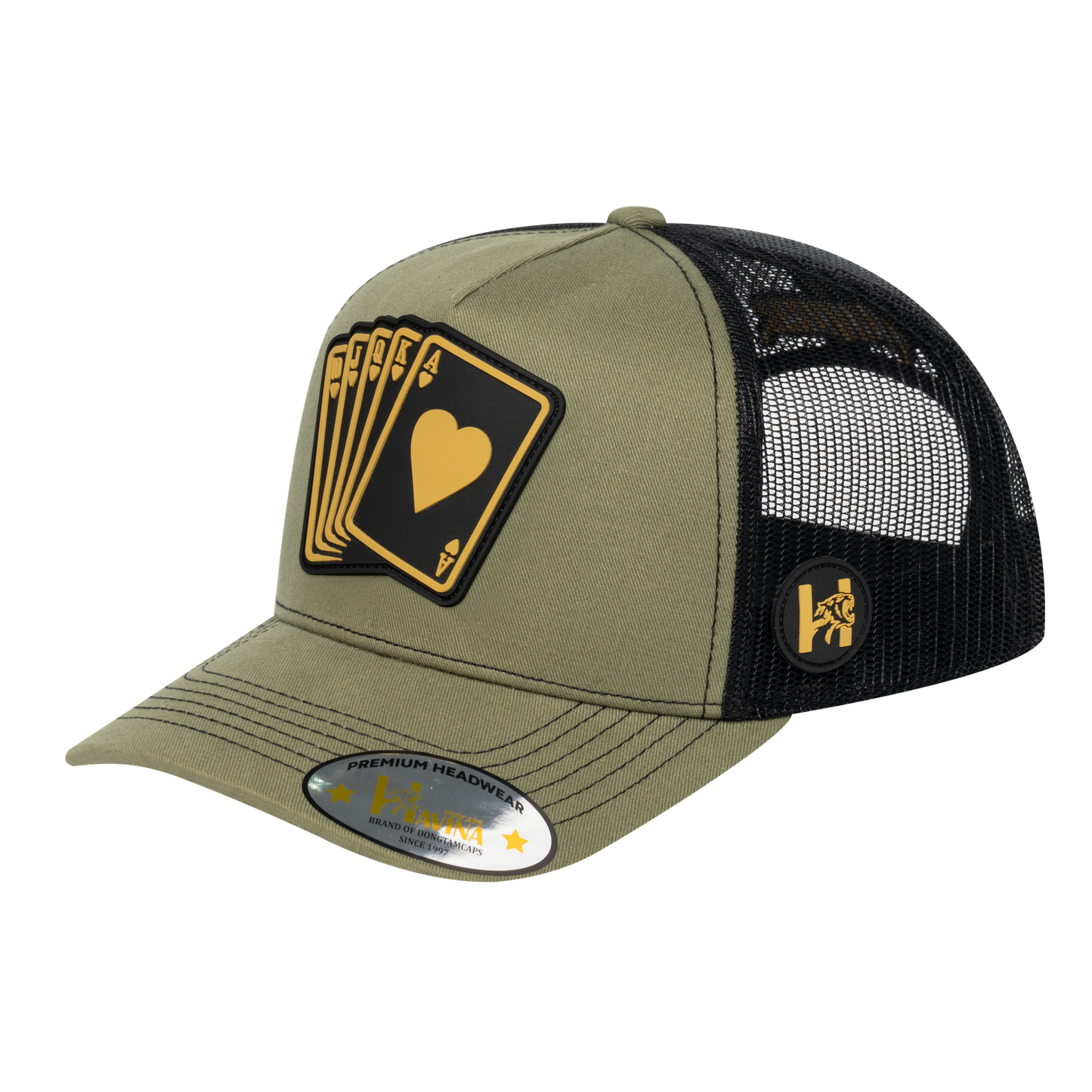 Poker 10JQKA 5-Panel Trucker Hat - Olive front / Black back / POKER1