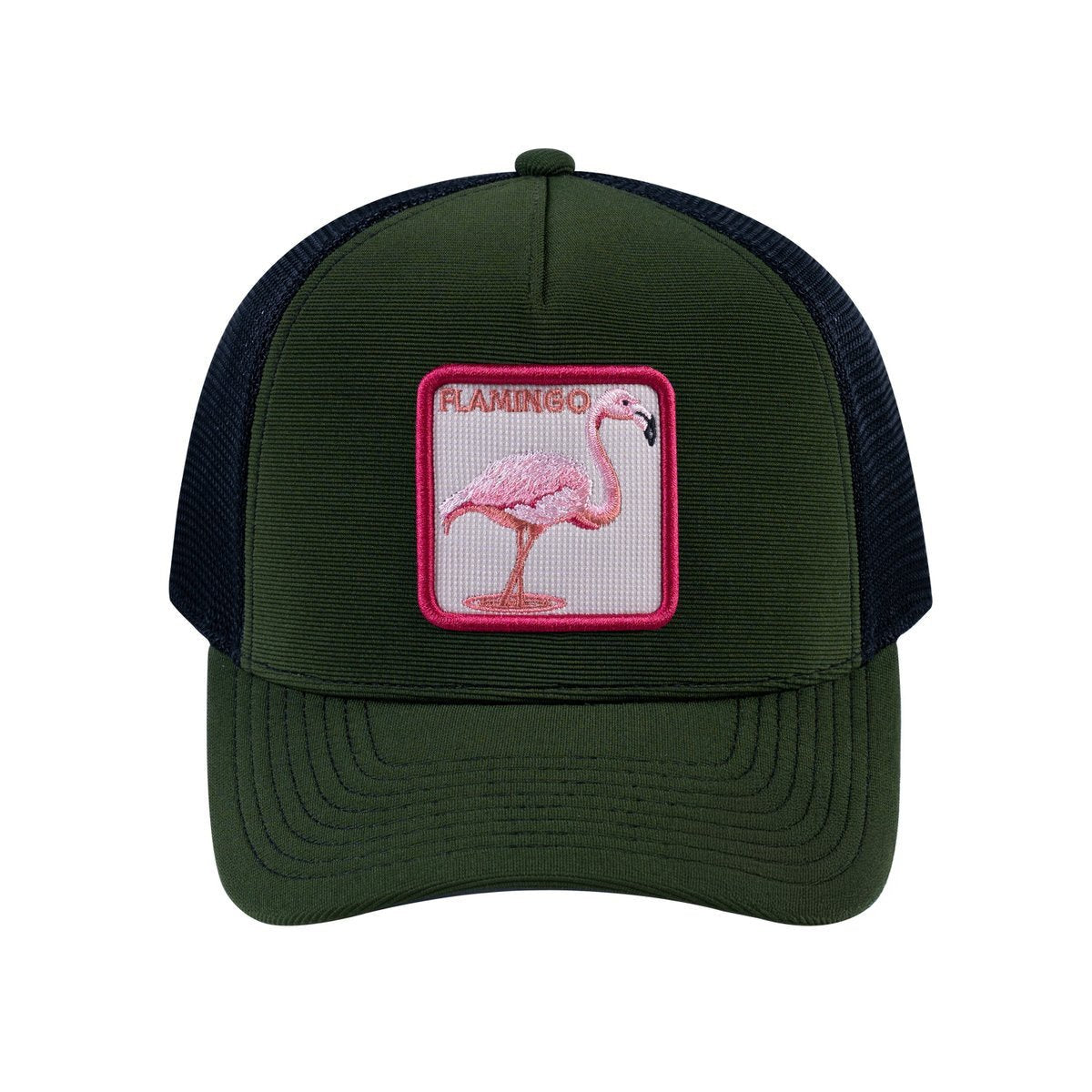 Flamingo V2 5-Panel Trucker Hat with Olive front and Black back