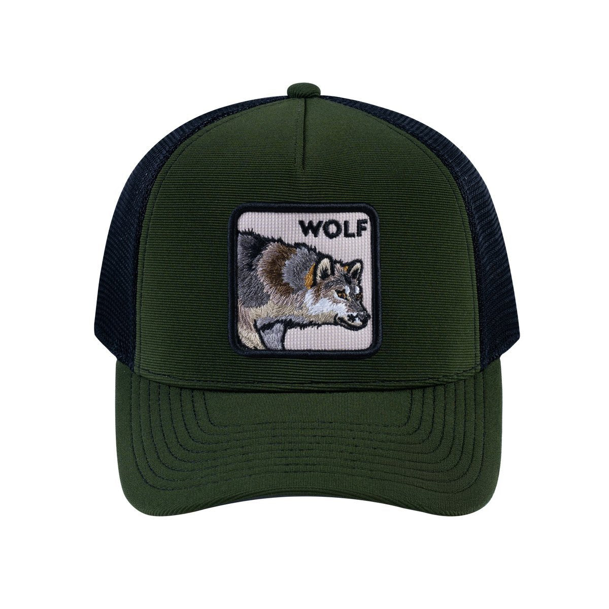 Wolf V2 5-Panel Trucker Hat with Olive front and Black back