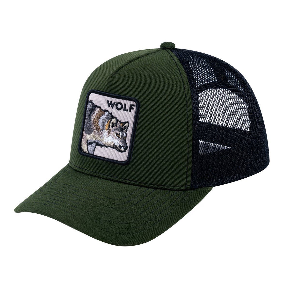 Wolf V2 5-Panel Trucker Hat with Olive front and Black back