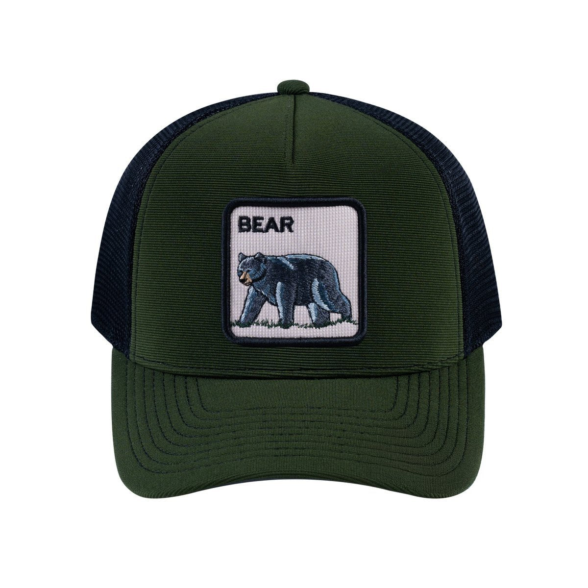 Bear V2 5-Panel Trucker Hat with Olive front and Black back