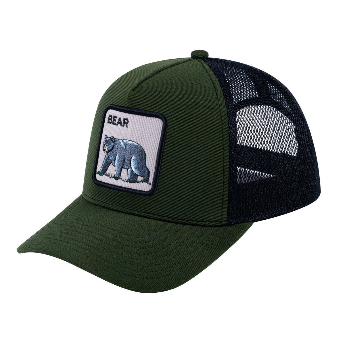 Bear V2 5-Panel Trucker Hat with Olive front and Black back