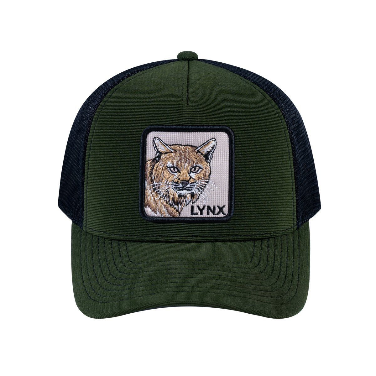 Lynx V2 5-Panel Trucker Hat with Olive front and Black back