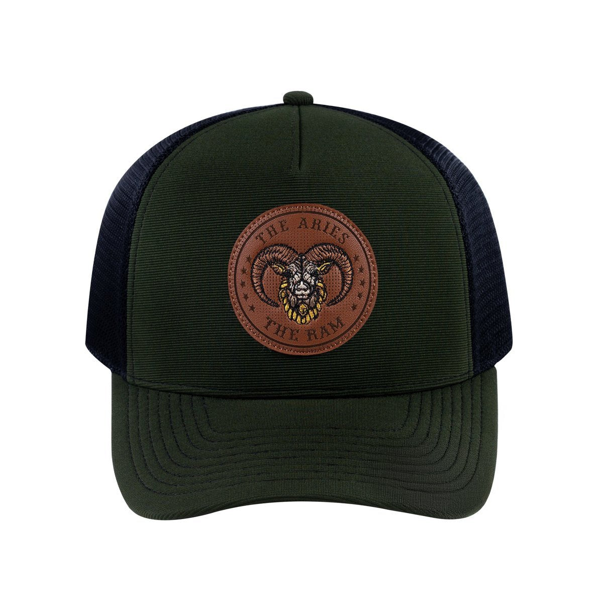 Aries Zodiac V2 5-Panel Trucker Hat with Olive front and Black back