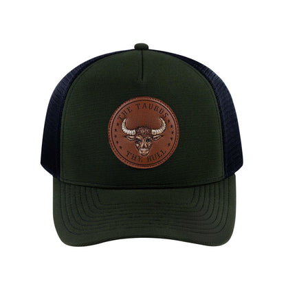 Taurus Zodiac V2 5-Panel Trucker Hat with Olive front and Black back