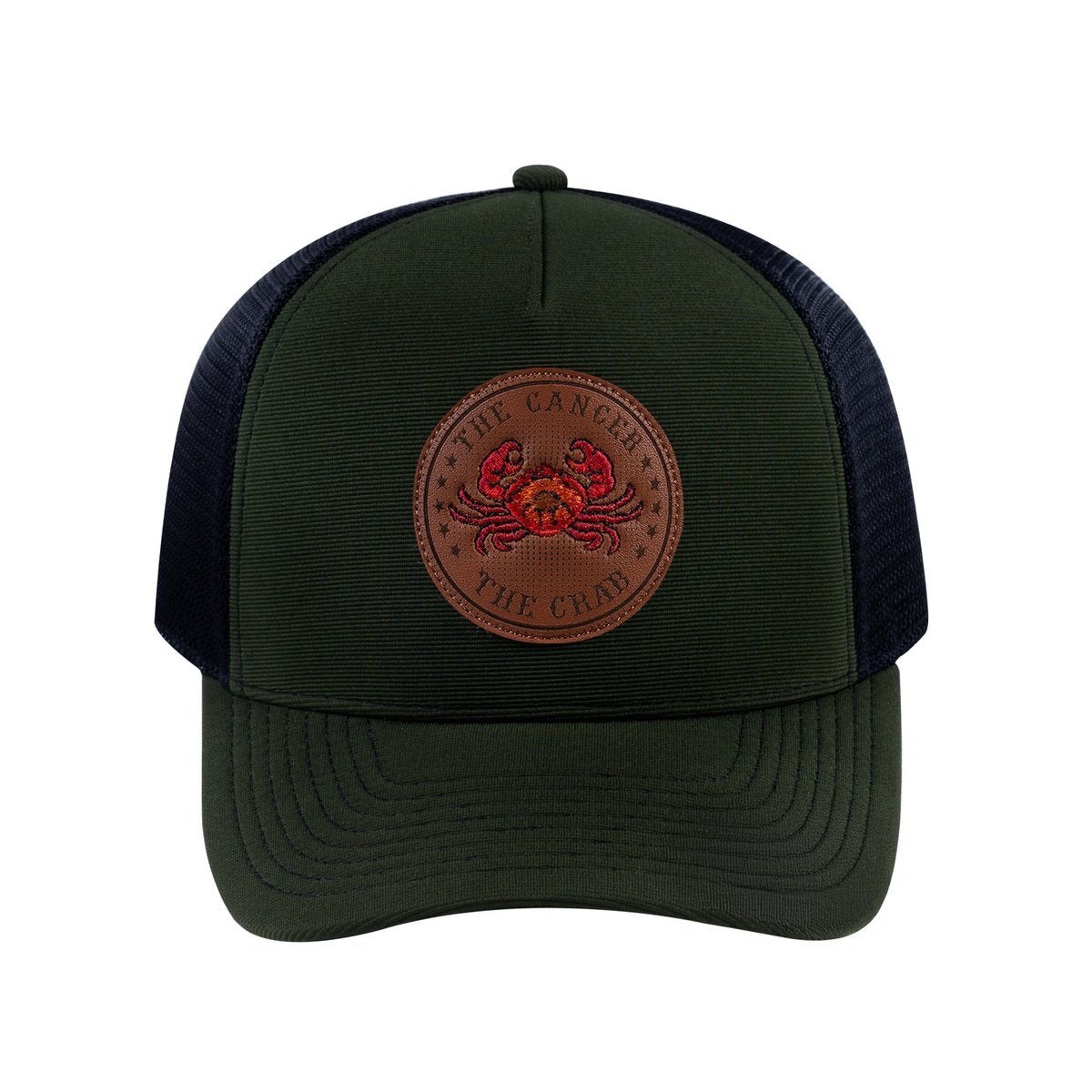 Cancer Zodiac V2 5-Panel Trucker Hat with Olive front and Black back