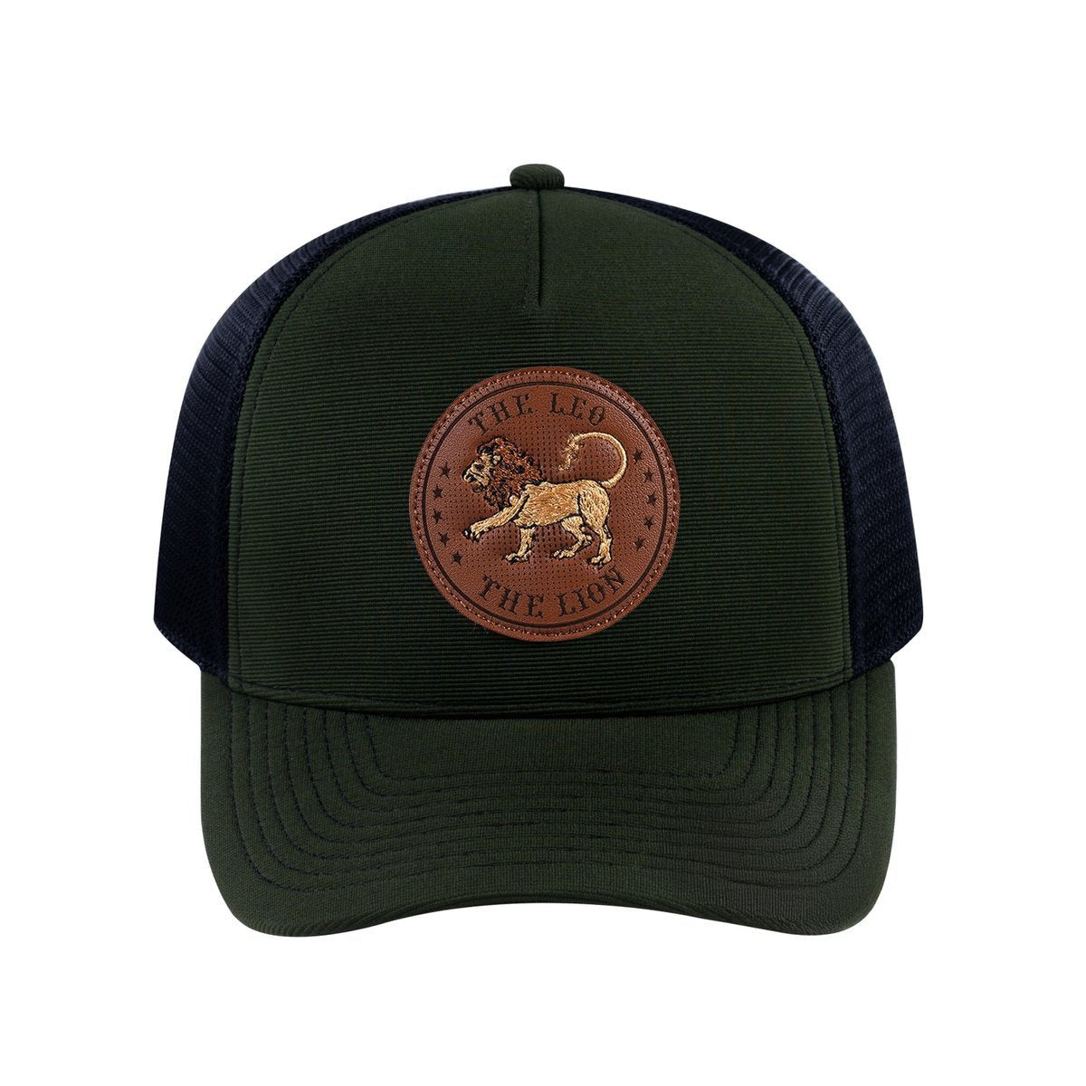 Leo Zodiac V2 5-Panel Trucker Hat with Olive front and Black back