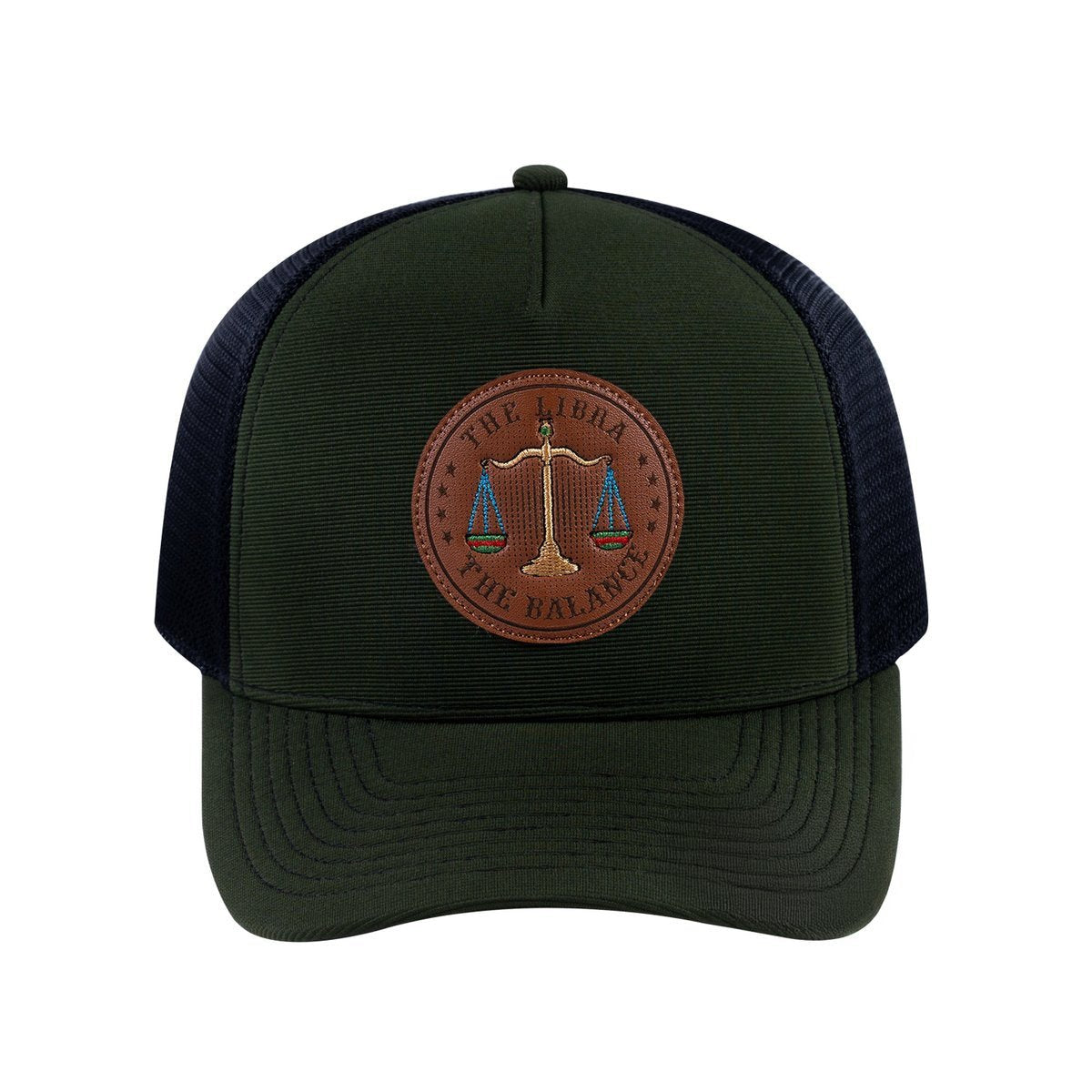 Libra Zodiac V2 5-Panel Trucker Hat with Olive front and Black back