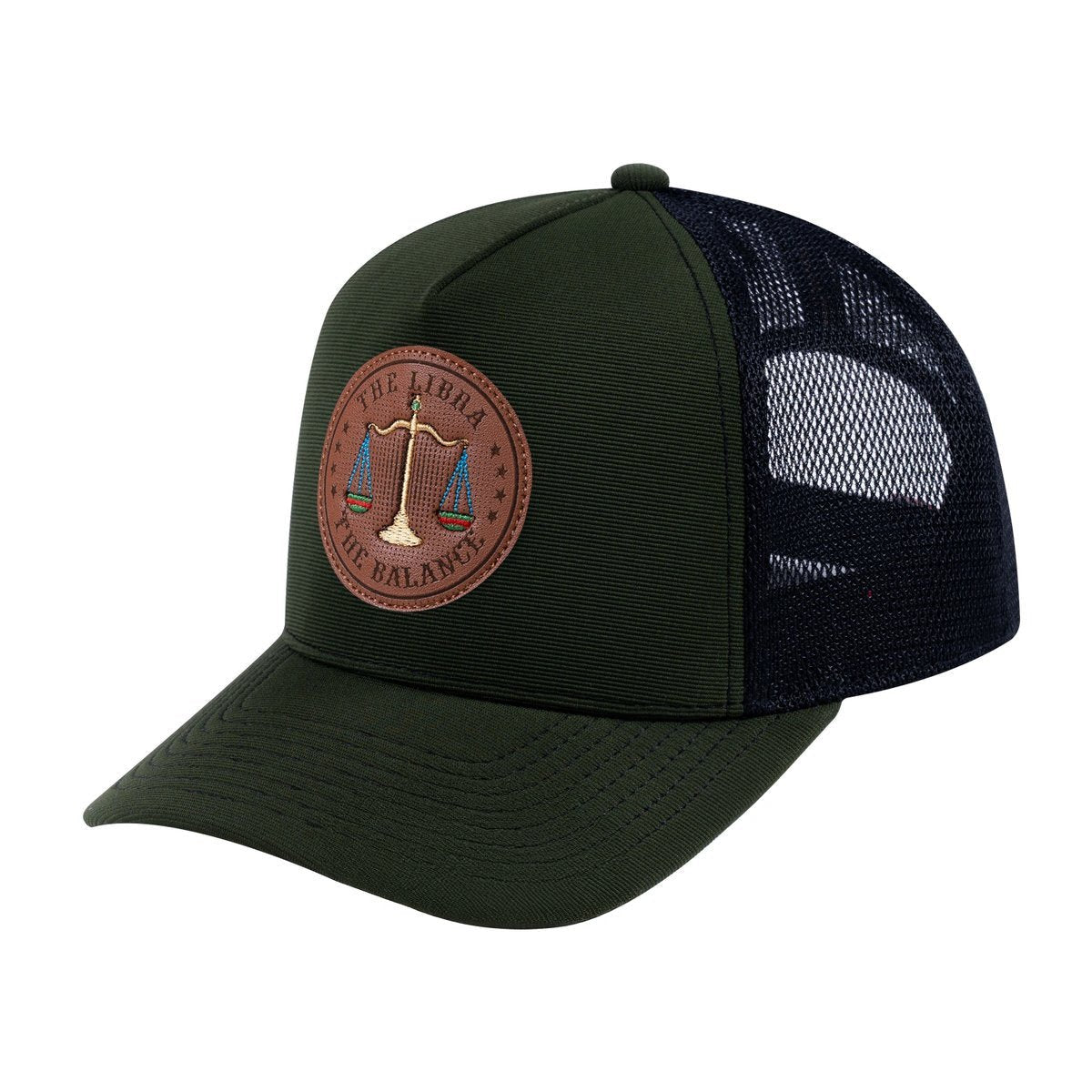 Libra Zodiac V2 5-Panel Trucker Hat with Olive front and Black back