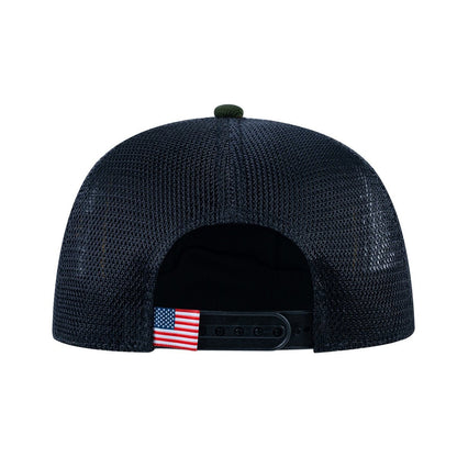 Cow V2 5-Panel Trucker Hat with Olive front and Black back