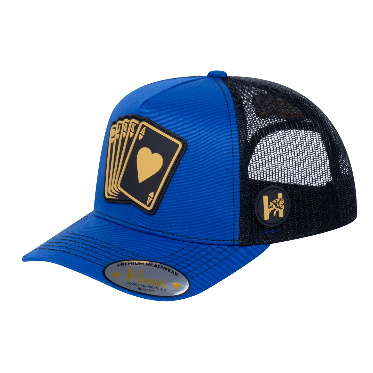 Poker 10JQKA 5-Panel Trucker Hat - Royal Blue front / Black back / POKER1