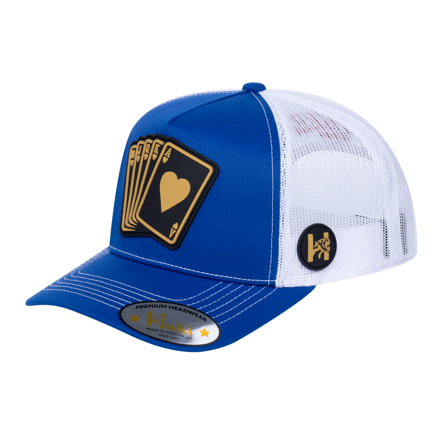 Poker 10JQKA 5-Panel Trucker Hat - Royal Blue front / White back / POKER1