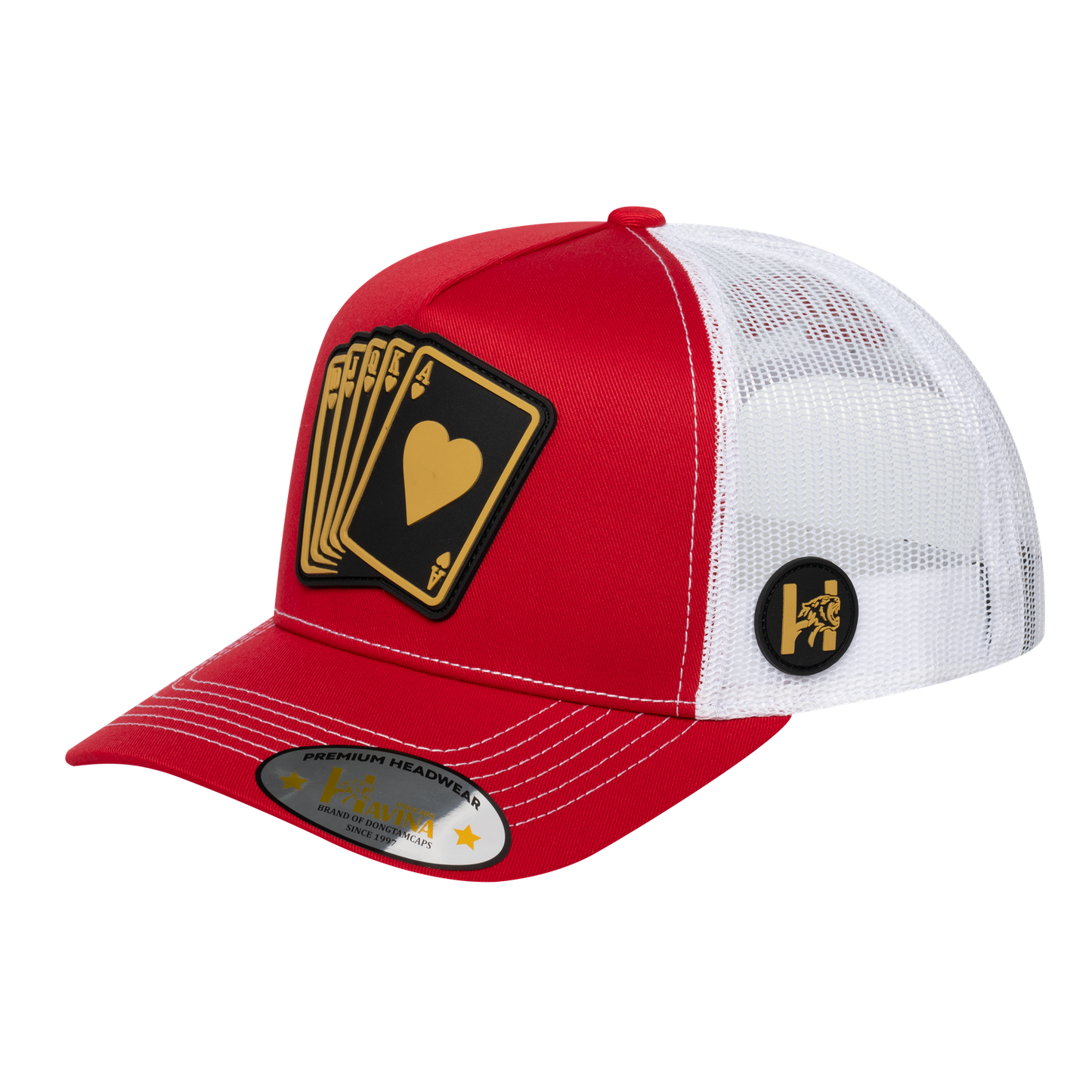 Poker 10JQKA 5-Panel Trucker Hat - Red front / White back / POKER1