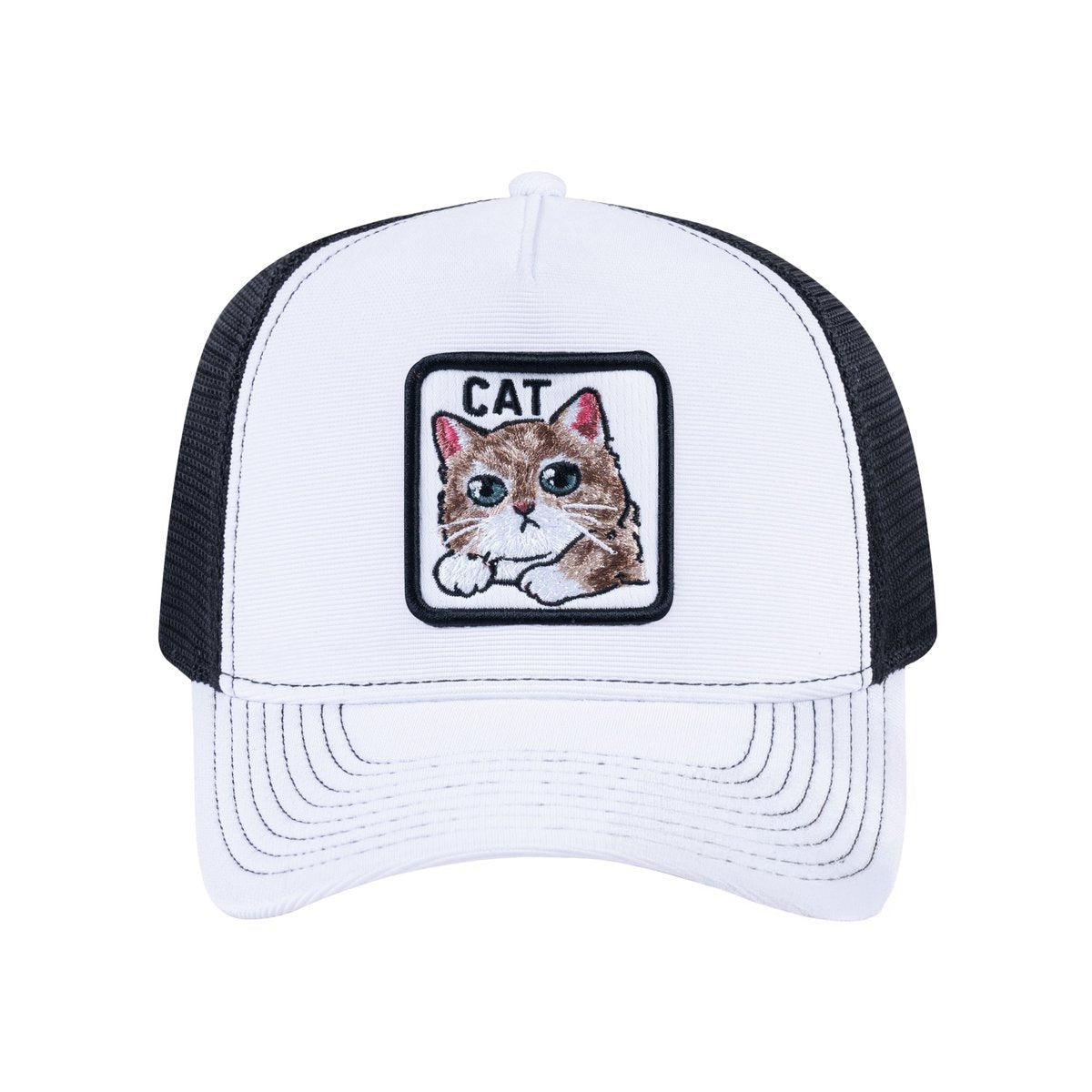 Cat V2 5-Panel Trucker Hat with White front and Black back