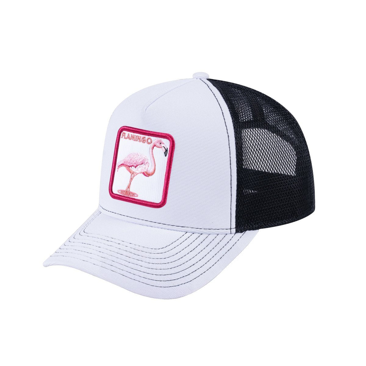 Flamingo V2 5-Panel Trucker Hat with White front and Black back