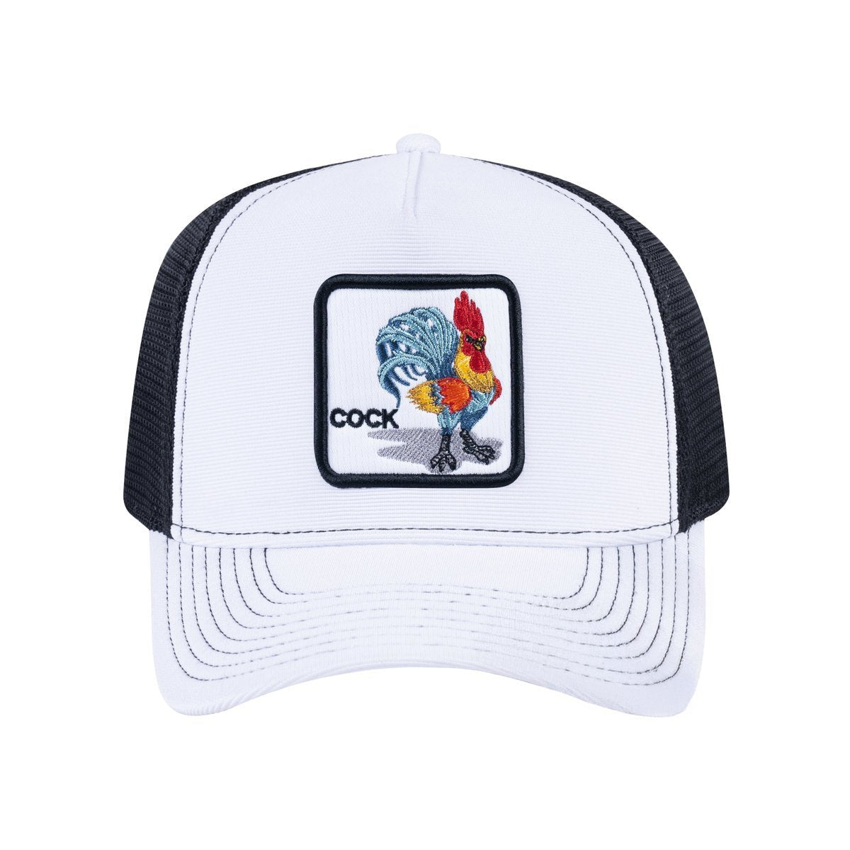 Chicken V2 5-Panel Trucker Hat with White front and Black back