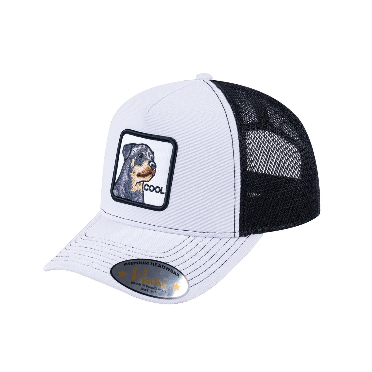 Dog V2 5-Panel Trucker Hat with White front and Black back