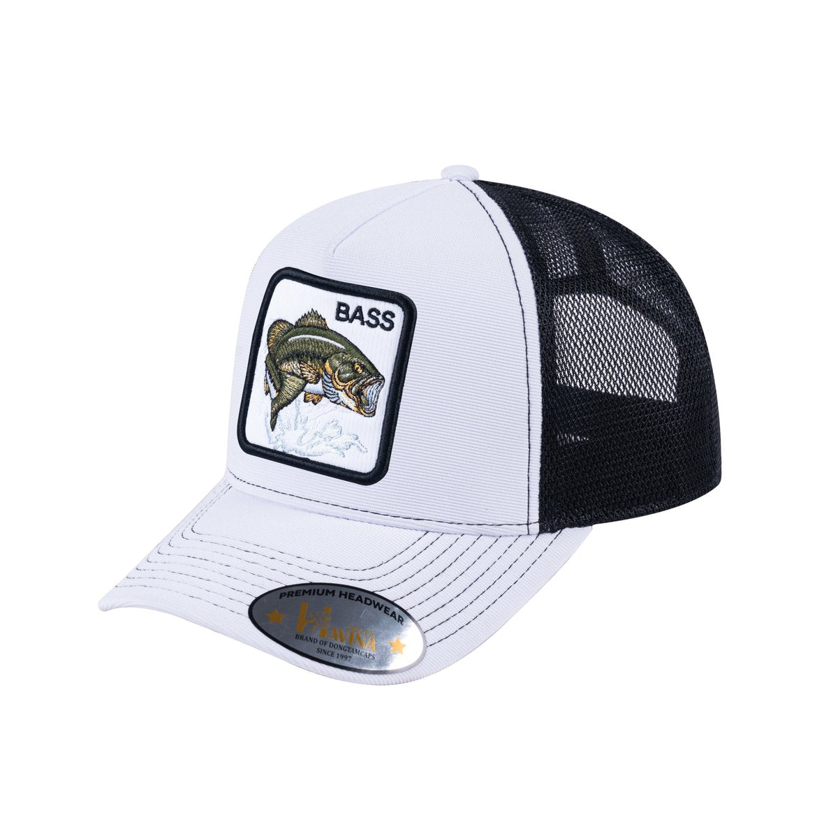 Bass V2 5-Panel Trucker Hat with White front and Black back