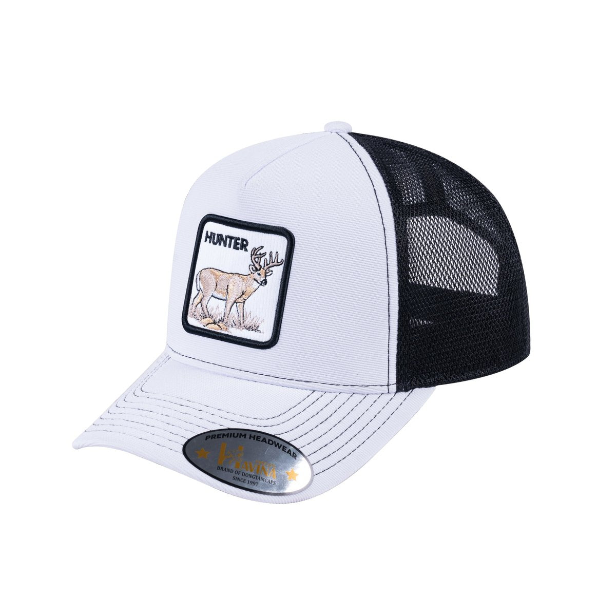 Hunter V2 5-Panel Trucker Hat with White front and Black back