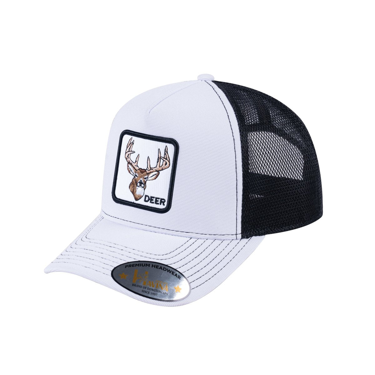 Deer V2 5-Panel Trucker Hat with White front and Black back