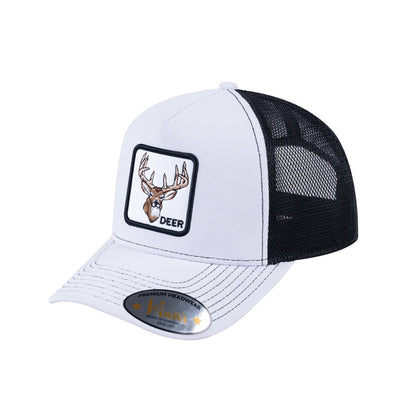 Deer V2 5-Panel Trucker Hat with White front and Black back