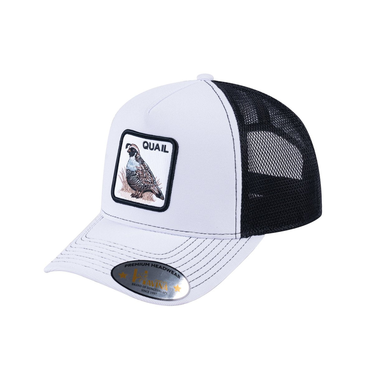 Quail V2 5-Panel Trucker Hat with White front and Black back