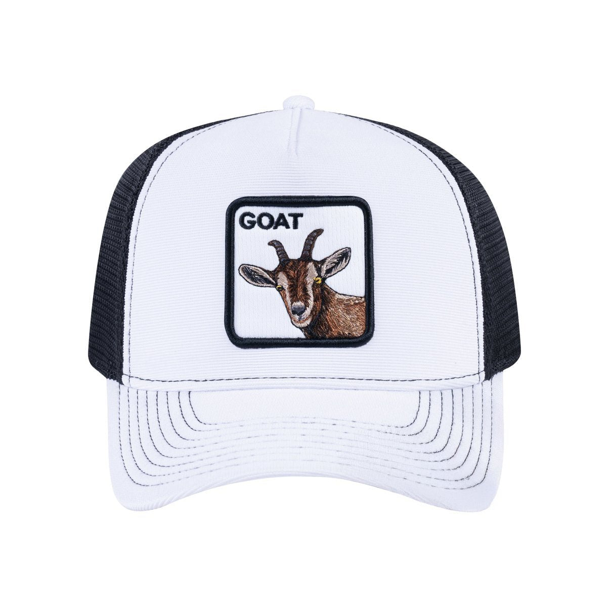 Goat V2 5-Panel Trucker Hat with White front and Black back