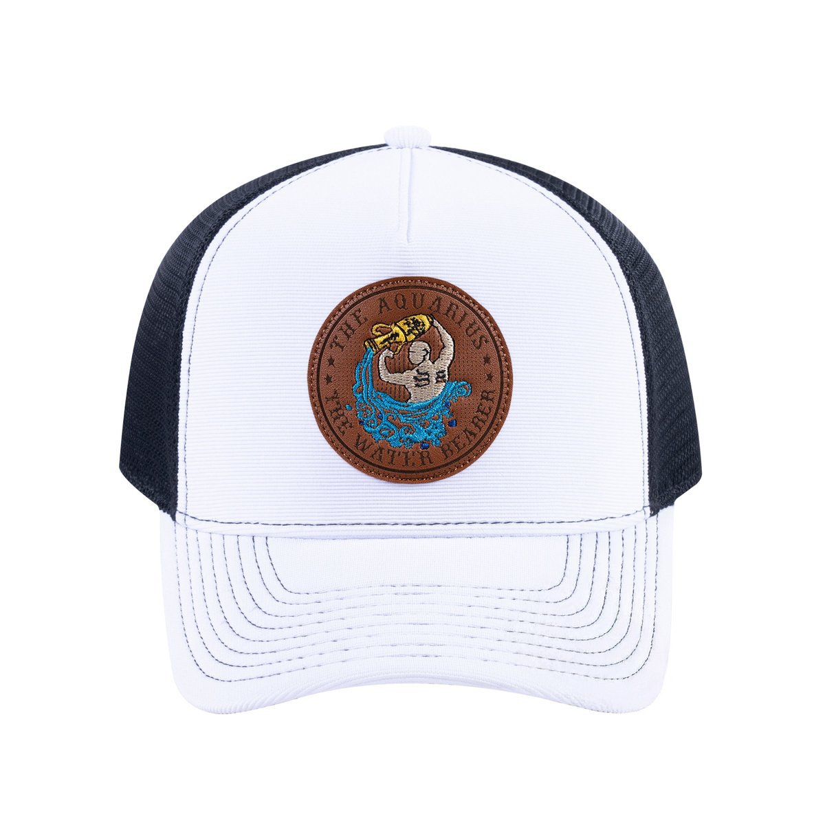 Aquarius Zodiac V2 5-Panel Trucker Hat with White front and Black back