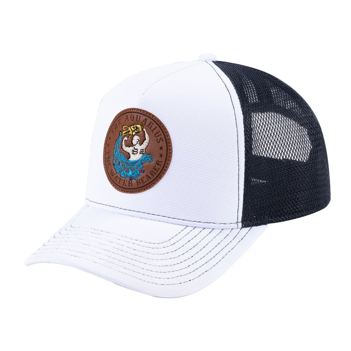 Aquarius Zodiac V2 5-Panel Trucker Hat with White front and Black back