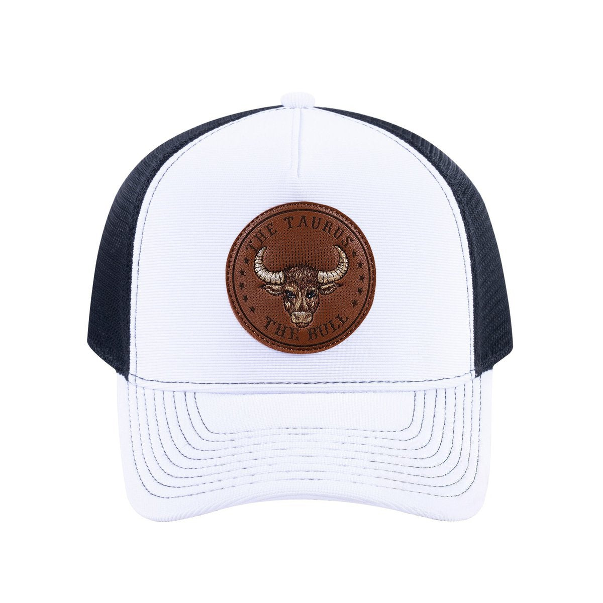 Taurus Zodiac V2 5-Panel Trucker Hat with White front and Black back