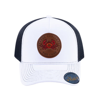 Cancer Zodiac V2 5-Panel Trucker Hat with White front and Black back