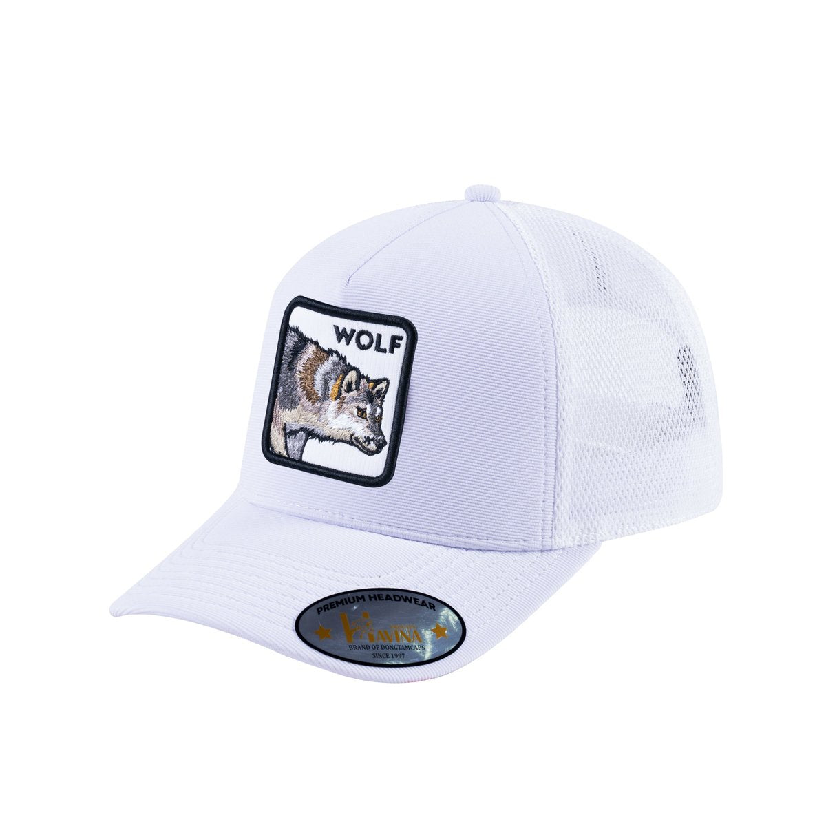 Wolf V2 5-Panel Trucker Hat with White front and White back