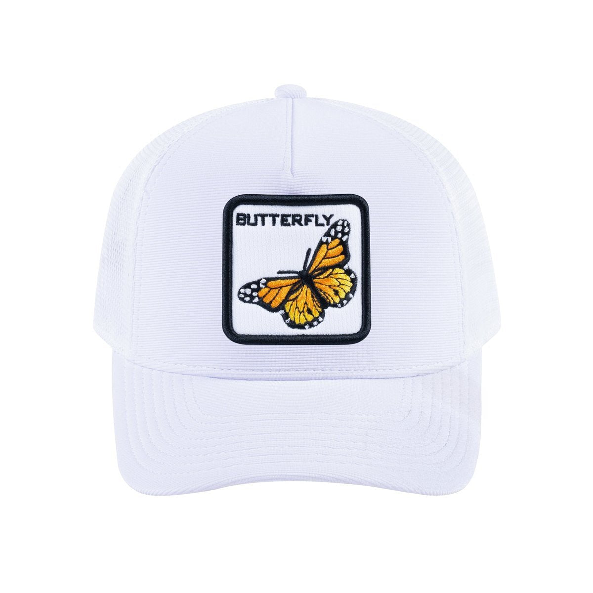 Butterfly V2 5-Panel Trucker Hat with White front and White back
