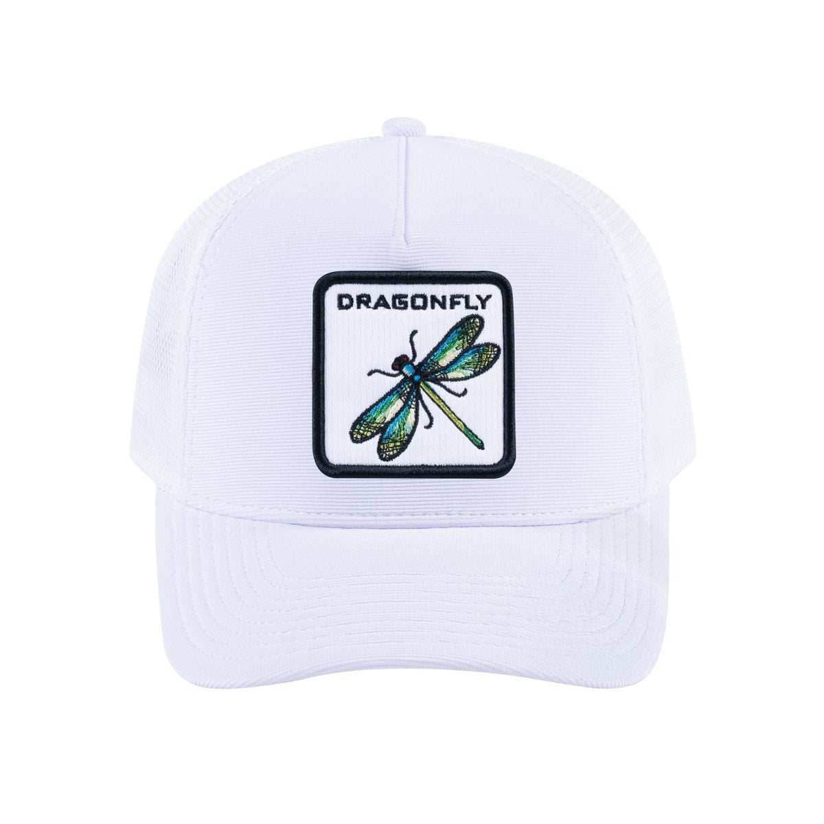 Dragonfly V2 5-Panel Trucker Hat with White front and White back