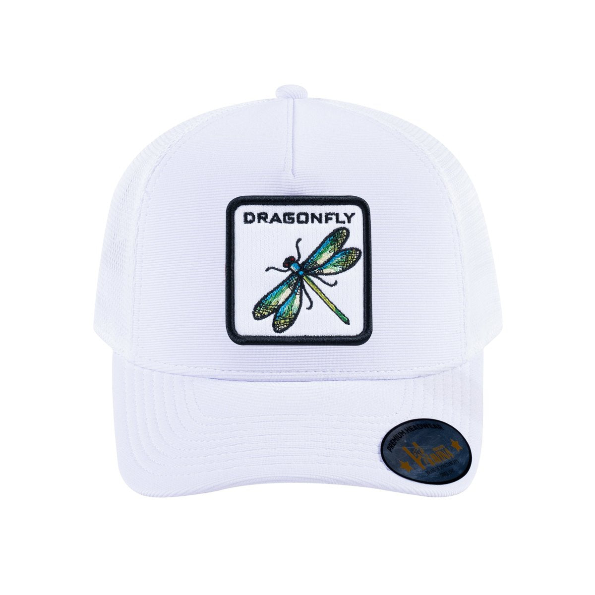 Dragonfly V2 5-Panel Trucker Hat with White front and White back