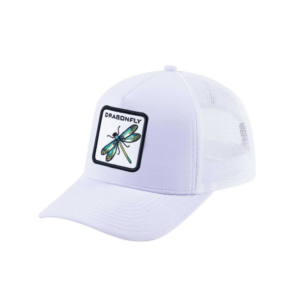 Dragonfly V2 5-Panel Trucker Hat with White front and White back
