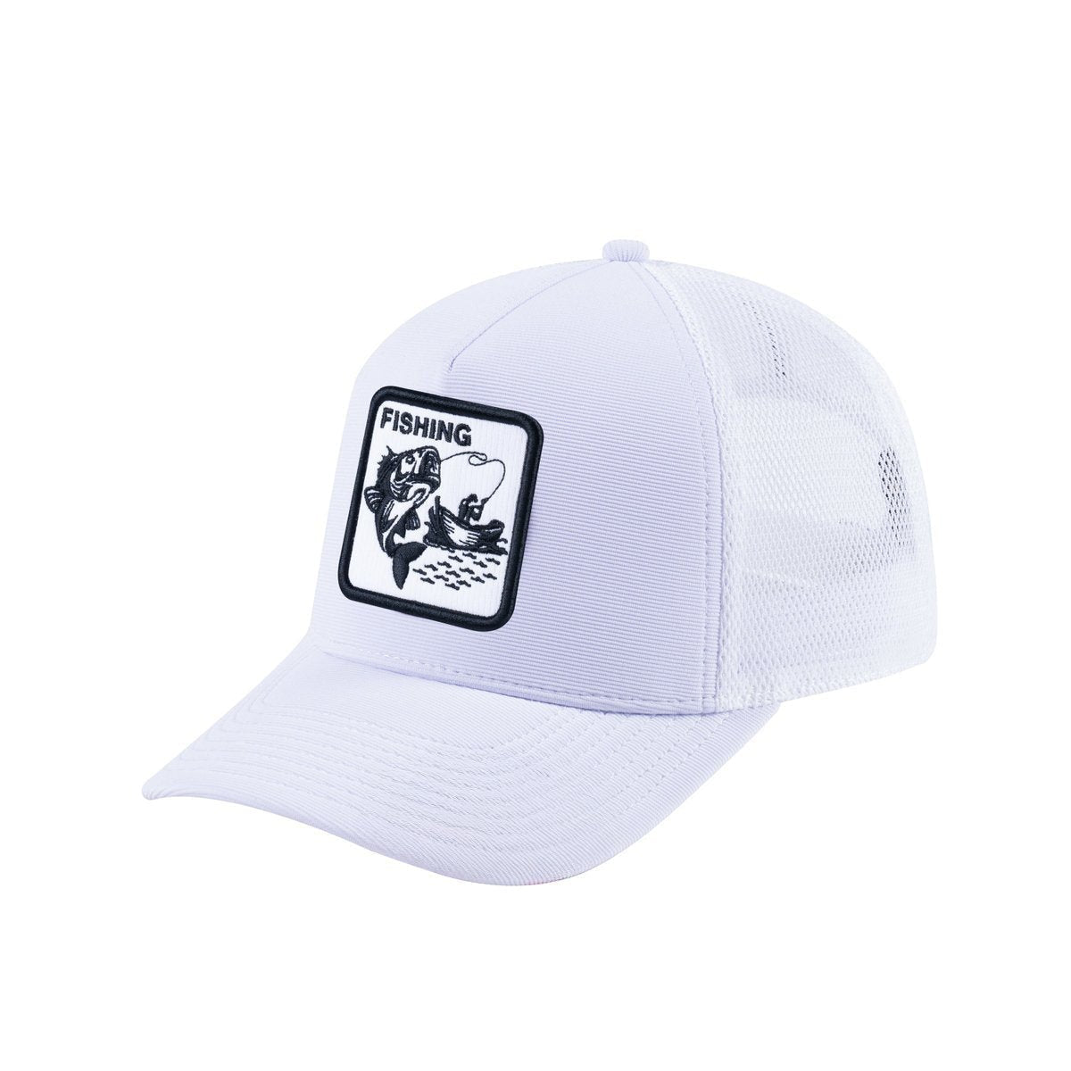 Fishing V2 5-Panel Trucker Hat with White front and White back