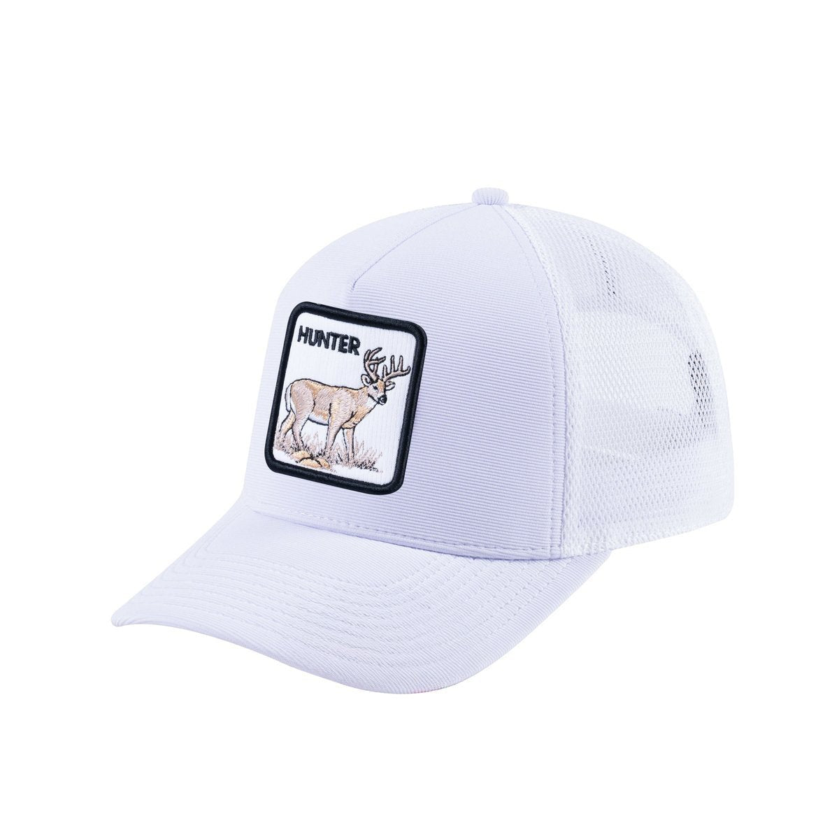 Hunter V2 5-Panel Trucker Hat with White front and White back