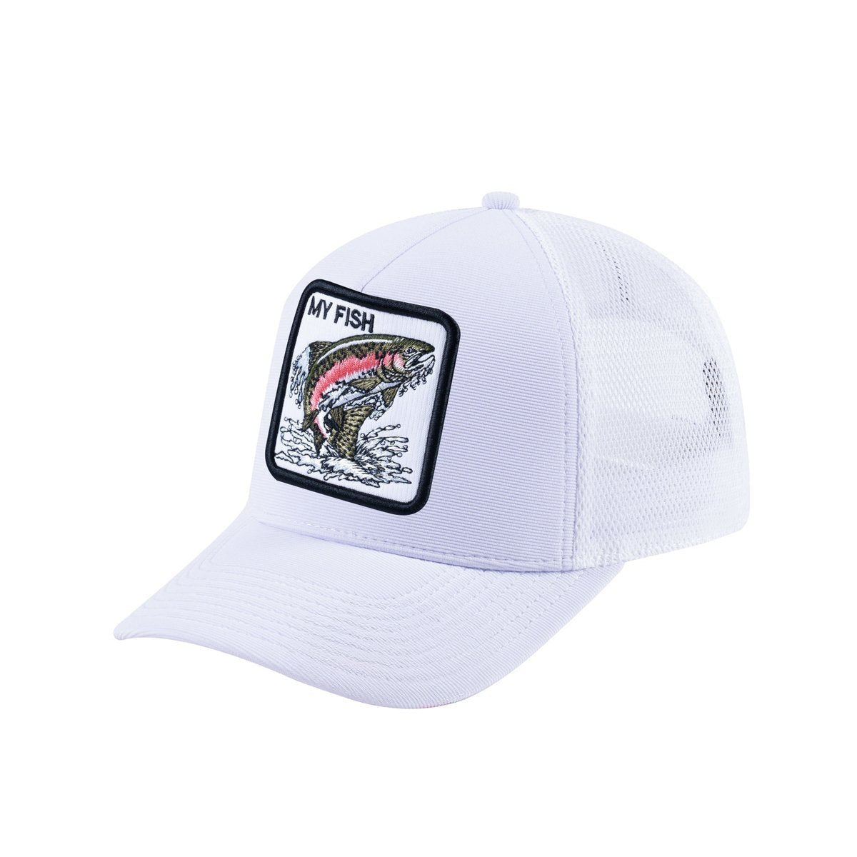 Salmon V2 5-Panel Trucker Hat with White front and White back