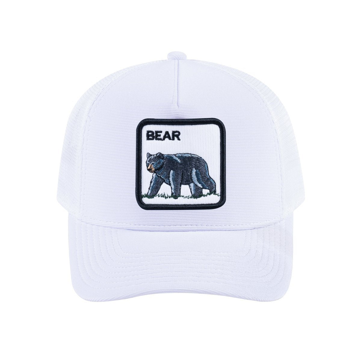 Bear V2 5-Panel Trucker Hat with White front and White back