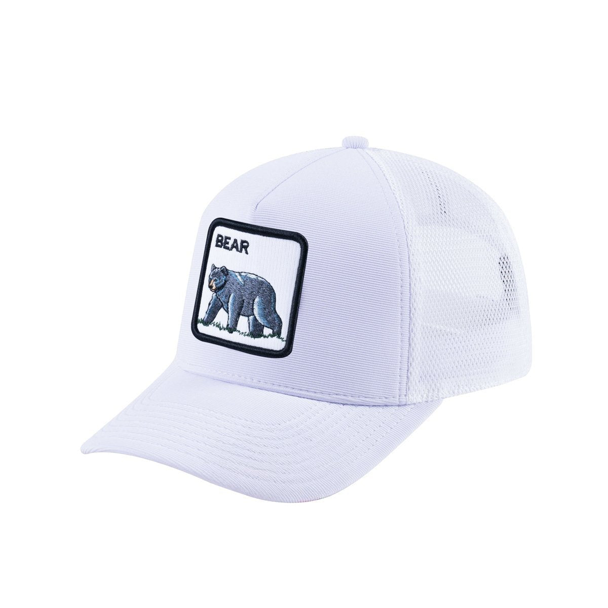 Bear V2 5-Panel Trucker Hat with White front and White back