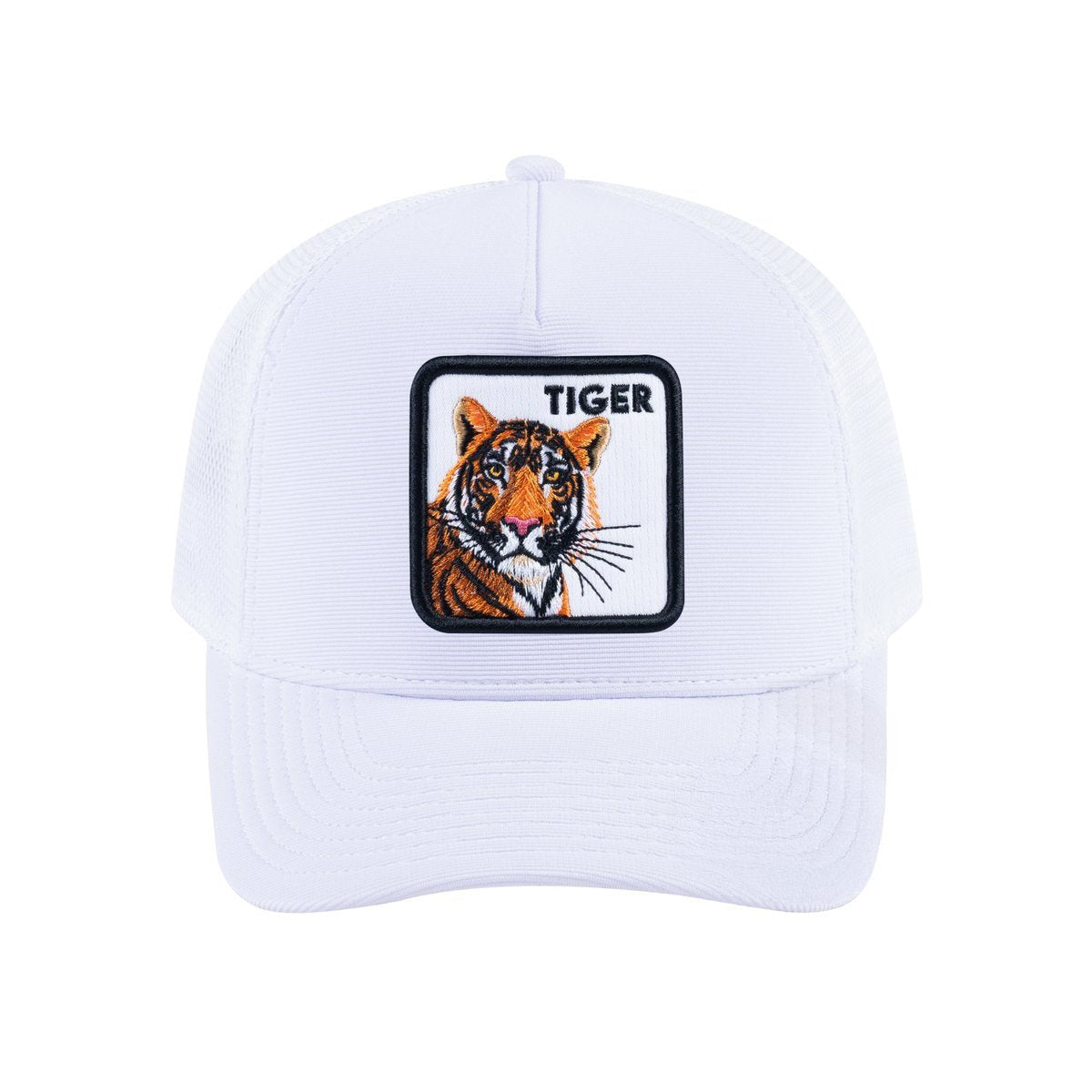 Tiger V2 5-Panel Trucker Hat with White front and White back