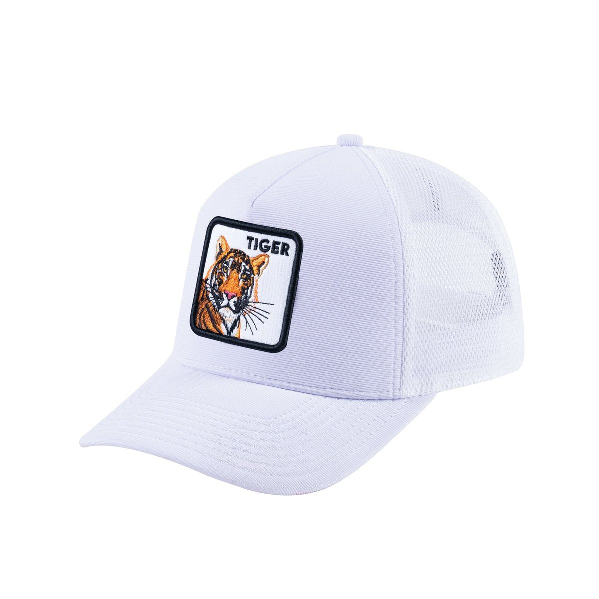 Tiger V2 5-Panel Trucker Hat with White front and White back