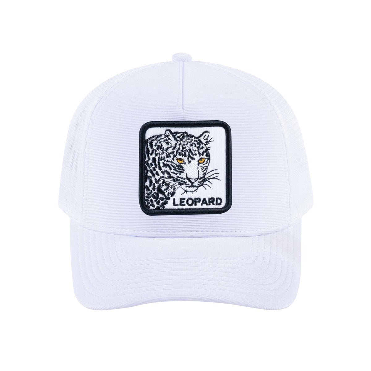 Leopard V2 5-Panel Trucker Hat with White front and White back