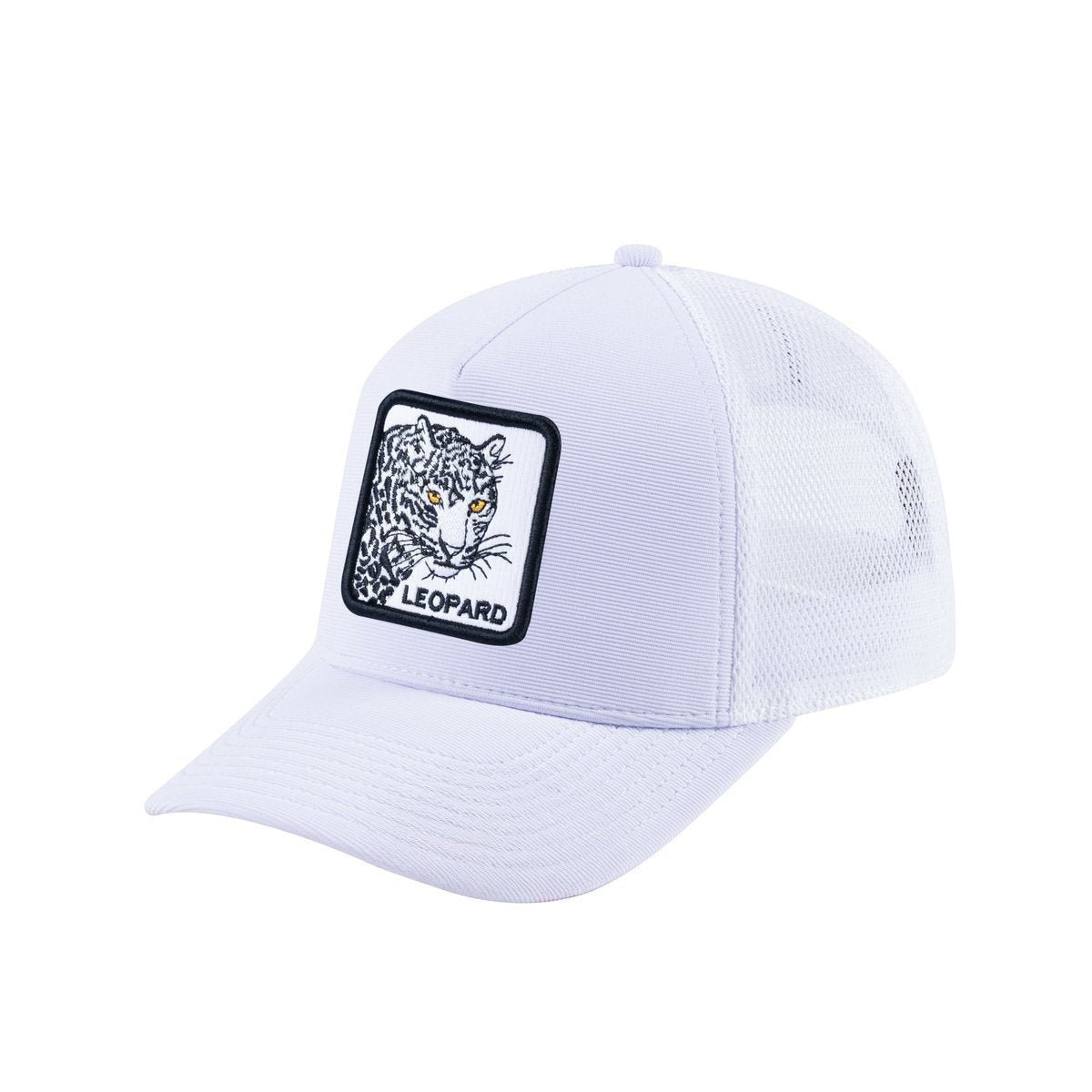 Leopard V2 5-Panel Trucker Hat with White front and White back