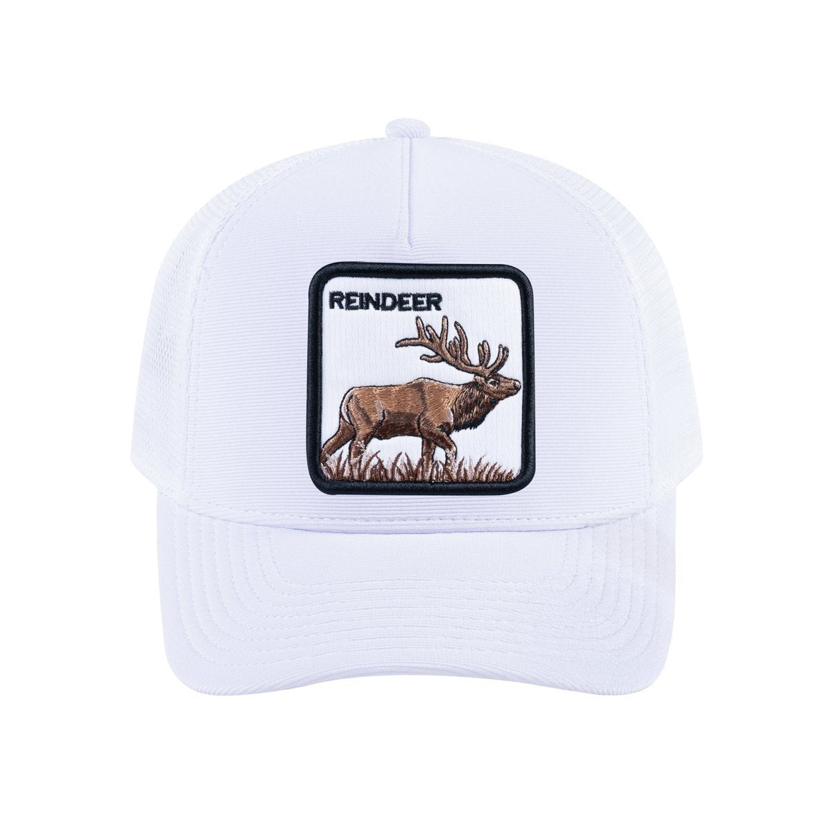 Reindeer V2 5-Panel Trucker Hat with White front and White back